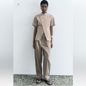 Zara BUTTONED HEM PANTS ZW COLLECTION size XS NWT